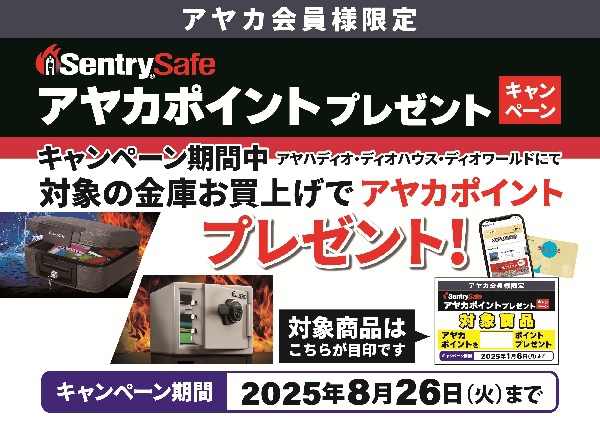 耐火金庫【セントリー】アヤカポイントプレゼントキャンペーン